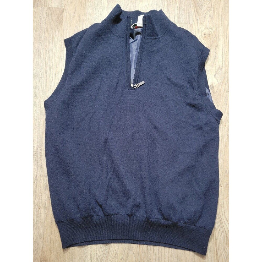 Fairway & Greene Navy Zip V-Neck Sweater Vest